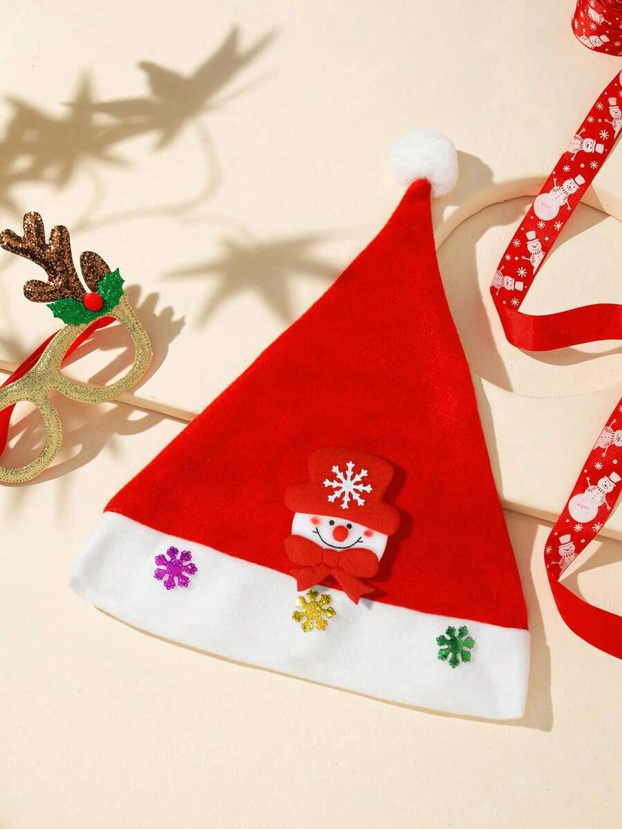 1pc Women's Christmas Hat With Snowman Decoration, Ideal For Christmas