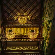 1pc Solar Rattan Hanging Light, Bohemian Style LED Bulb Hanging/Standing Solar Lamp, Outdoor Solar Light, Handwoven Rattan Suitable For Patio, Garden, Balcony Decor, Gift For All Occasions - Multicolor - View 12