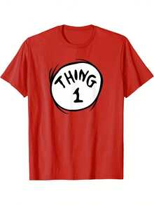 Thing 1 Emblem T-ShirtAll Season 220g Cotton Single Sided Printed Crew Neck Short Sleeve T Shirt _1 - 顏色2 - 查看 1