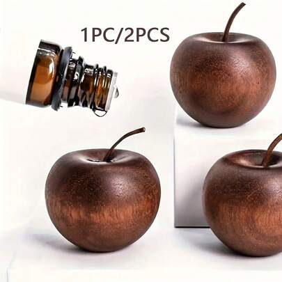 1 Natural Wooden Apple Aromatherapy Diffuser - Mini Essential Oil Air Freshener, Suitable For Home And Car, Non-Decorative Diffuser, Realistic Apple Design, Aromatherapy Diffuser (Chemical-Free, Pet-Friendly)
