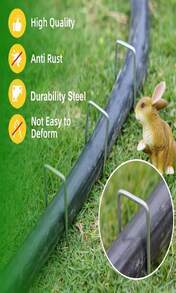 Luijnbn 30 Pack Lawn Staples, Premium Garden Landscape Staples, Galvanized Heavy-Duty Gauge Stakes, U-Shaped Tent Stakes, Anti-Rust Fence Netting Pins Ground Spikes, Sod Pins - 黑色 - 查看 5