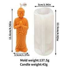 Moldes de silicona duraderos y de fácil desmoldeo de Buda, moldes religiosos budistas zen para velas, yeso, resina, manualidades de arcilla, decoración del hogar espiritual DIY y regalos - Blanco - Ver 16