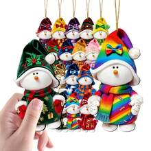 Christmas Tree Ornaments Colorful Snowman Wooden Ornaments Flat Hanging Tags For Home, Fall Decor, Halloween Decor, Christmas Gift, Classic And Elegant,  , High Repurchase Rate. - Multicolor - View 6