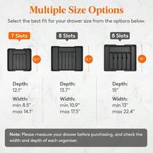 Silverware Drawer Organizer, Expandable Utensil Tray Kitchen, Flatware And Cutlery Holder, Adjustable Plastic Storage Spoons Forks Knives, 8.5 Inch - 14.1 Inchx 12.1 Inch, Black - 黑色 + 中號(8.5-14 英寸寬 x 12 英寸深) - 查看 5