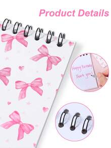 8pcs Mini Pink Bow Spiral Notebooks, Suitable As Party Favors, Pink Bow Mini Notebooks, Pink Bow Birthday Party Gifts, Game Rewards, Baby Shower Gifts, Gender Reveal Party Gifts, Pink Bow Party Decorations, Bow Decorations, Pink Bow Birthday Party Supplies, Portable Pocket Mini Notebooks - Bow - View 10