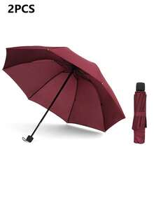 8骨手动折叠伞，三折伞，高密度防震面料，纯色旅行伞，8根伞骨，晴雨两用，遮阳伞，防风防轻雨，防水，雨季防水伞，简约商务伞，男女通用，单把伞，雨天礼物，广告伞 - 彩色 - 查看 12