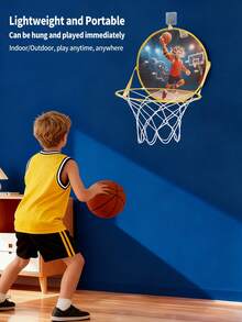 Kosz do koszykówki dla dzieci z materiału, do montażu na ścianie/drzwiach, dostępny w 4 uroczych wzorach (niedźwiedź/tygrys/lis/wilk), składany i do przechowywania, edukacyjna zabawka do rzucania, odpowiedni dla przedszkolaków/rodzinnych interakcji, prezent dla chłopców i dziewcząt w wieku 3+ lat - Wielokolorowe - Zobacz 4