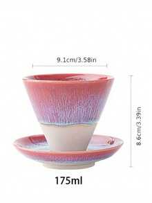 1 set Taza y platillo de cerámica con degradado de colores - Vajilla artística y estética, perfecta para entusiastas del café, imprescindible para la decoración del hogar y la cocina