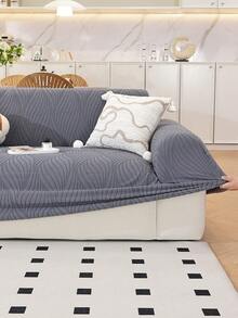 1pc Large Leaf Sofa Cover, High-End Anti-Slip Living Room Couch Slipcover, Machine/Hand Washable, Pet-Friendly, Suitable For All Seasons, Home, Kitchen, Bedroom, Office Use - Dark Grey - View 5