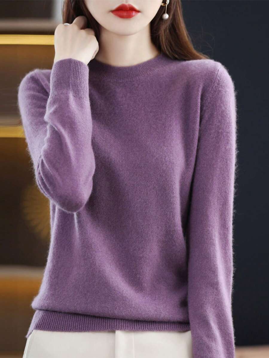 Women Knit Tops - Purple - View 1