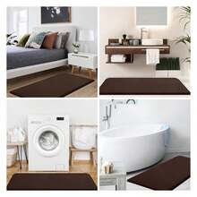 Memory Foam Bath Mat 24x16, Extra Soft And Absorbent Bathroom Mats, Non Slip Washable Carpet For Floor, Shower And Tub, Brown - 多色69 - 查看 7