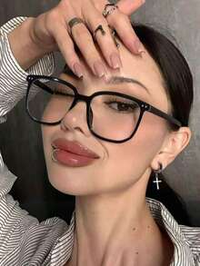 1pc Plastic Geometric Full Frame Accessories Modern Simple Style Men Clear Glasses For Daily Life Office Outfit Bachelorette Party Back-To-School Essentials Appointment Outfits Weekend Outfit Outdoor Casual Activities Suitable For All Face Shapes