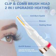 GSYY Heated Eyelash Curler 2 In 1 Cl-Type Electric Eyelash Curler With Rechargeable Battery For 24H Long La Use 3 Heating Modes 8S Fast Heating Ideal Makeup Tool For Wen Girls Perfect Gift Wh - trắng - Xem 3