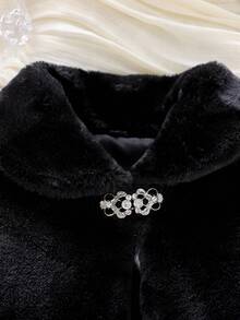 Jaqueta de Xale de Pele Sintética Sem Mangas para Meninas, Adequada para Vestidos, Vestidos de Gala, Vestidos de Princesa, Adequada para Festas, Apresentações, Comemorações, Desfiles, Aniversários, Palco, Concertos - Preto - Visão 3