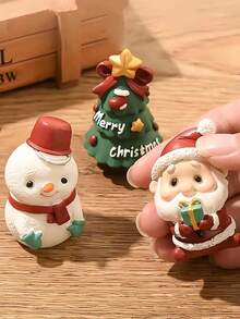1pc Cute Santa Claus & Christmas Tree Decor, Miniature Landscape Ornament, Delicate Desktop Or Outdoor Decoration