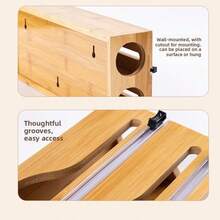 Plastic Wrap Dispenser With Cutter, Wooden Food Wrap Storage Box, Bamboo Food Container, Kitchen Drawer Organizer, Plastic Wrap Cutter, Parchment Paper, Baking Paper