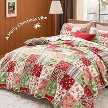 Quilt Size - Red Quilts Size Bed, Multicolor Patchwork Printed Pattern Bedding, Soft Lightweight Coverlet Bedspread 90 Inchx96 Inch - 00 - Christmas Red + Queen / Full - View 8