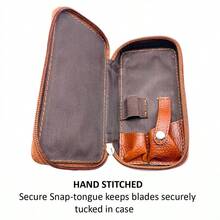 Leather Double Edge Safety Razor Zippered Travel Case With Compartment For Blades Too - From S...