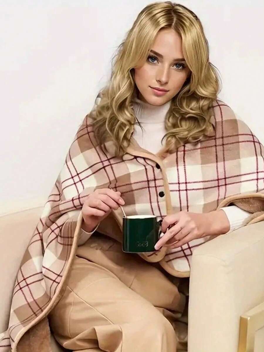 多功能办公披肩毯、柔软羊毛午睡毯、腿套休闲毯 - 彩色 - 查看 1