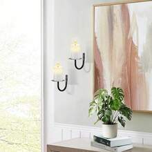Candle Sconces Set Of 2, Taper & Pillar Wall Candle Holder, Black Wall Sconces Set Of Two, Decor For Entryway, Stair Corner, Living Room GP - Đen nhỏ - Xem 5