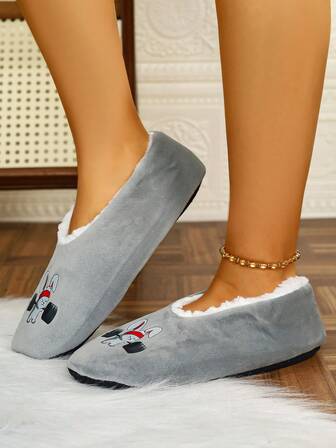 软底保暖室内拖鞋，舒适轻便静音卧室拖鞋，可爱兔子冬季家居鞋