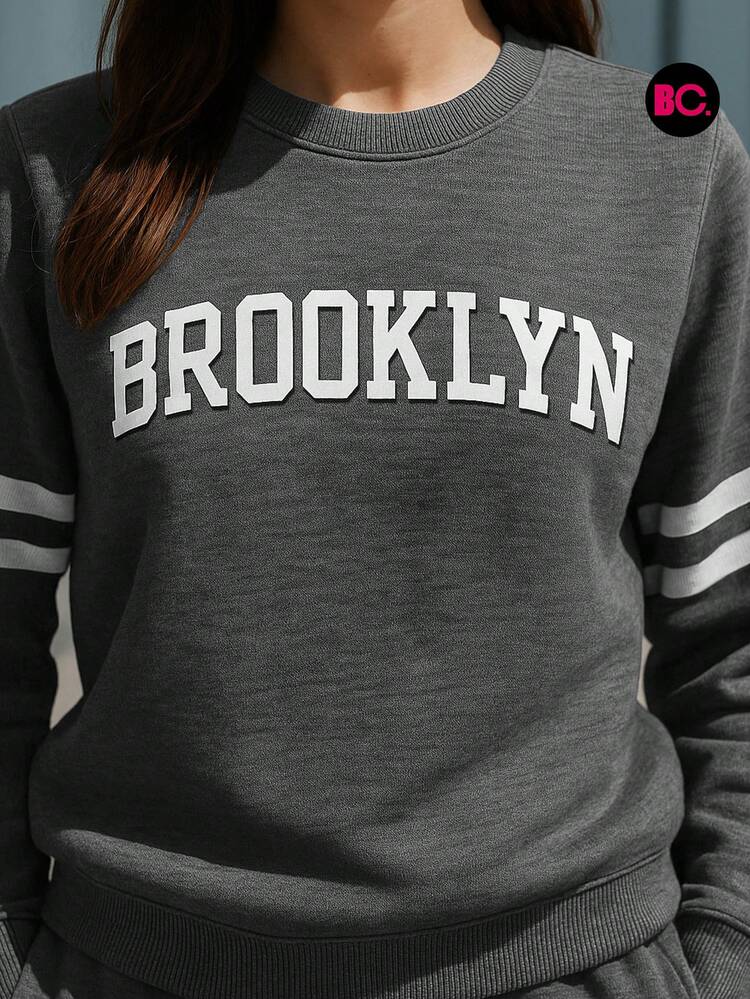 Big City conjunto para dama con sudadera y pants casual tipo jogger, ropa cómoda moderna y abrigadora, outfit femenino estilo urbano en colores negro y gris oxford ideal para invierno, casa o salidas informales - Gris Oscuro - Añade 4