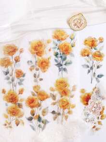 15pcs/Pack Rainbow Rose Series Floral Sticker Pack, Waterproof Pet Sticker Handbook Materials