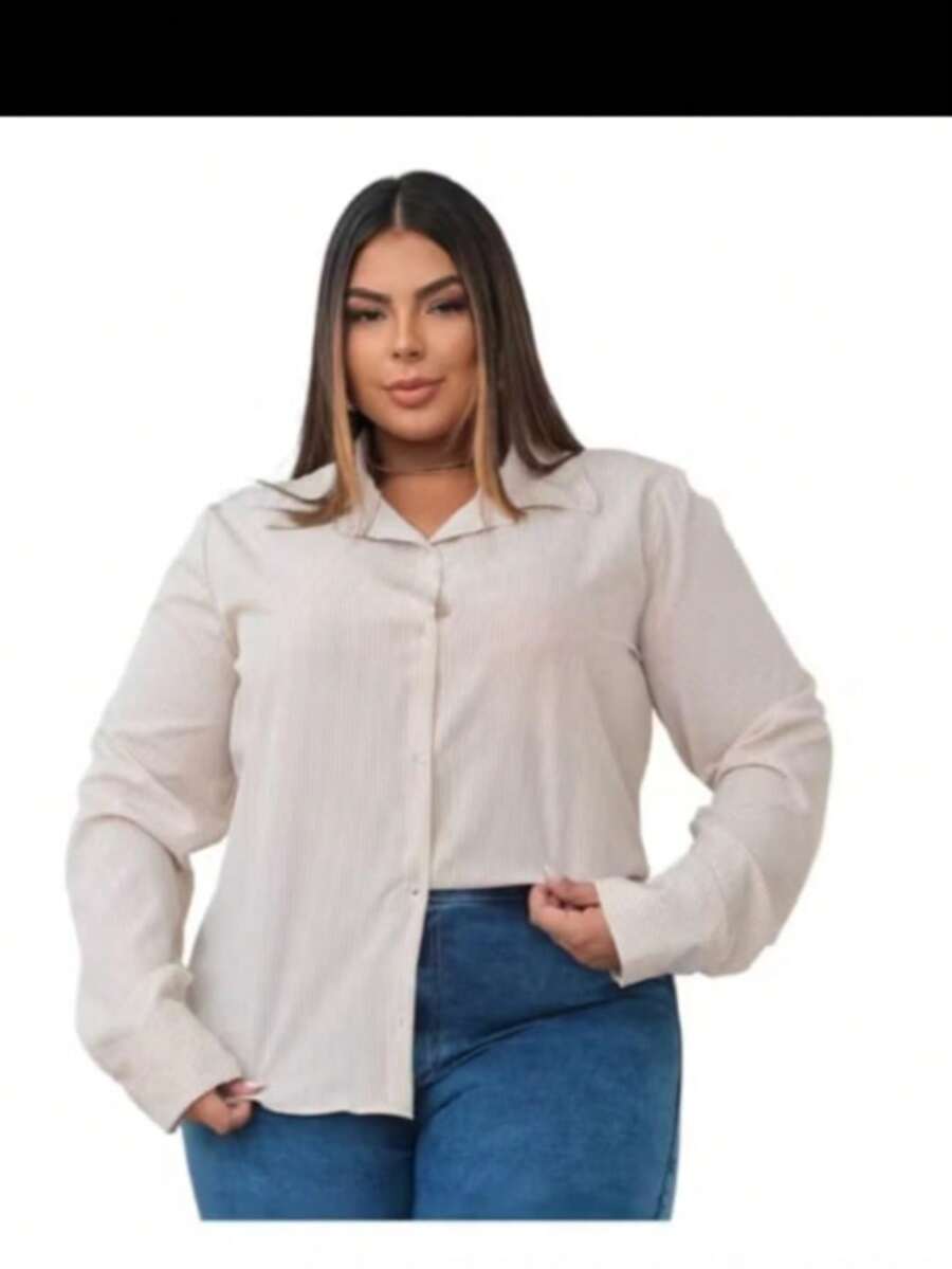 Striped Fabric Buttons Front Casual Daily Spring/Summer/Winter - Beis - Ver 1