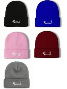 5 قطع/4 قطع/3 قطع/2 قطع/1 قطعة قبعة صوفية دافئة مطرزة بتصميم كلب السلق الكرتوني للرجال في فصلي الخريف والشتاء، قبعة محبوكة دافئة للرياضات الخارجية والدراجات والاستخدام اليومي، قبعة محبوكة دافئة مناسبة للجنسين - متعدد الألوان - مشاهدة 19