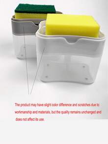 [Kitchen Cleaning Revolution] 1pc Easy Press-Type Kitchen Soap Dispenser, Made Of Durable Plastic, Includes Automatic Dispenser, Cleaning Cloth, Dish Brush, Contactless Press-Type Soap Dispenser And Storage Lid, Reusable Sponge - One-Button Automatic Dispensing, Dry And Wet Separation, Space Saving, Countertop Safety (Please Watch The Video Carefully For Usage Instructions) - Multicolor - View 10