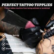 GSYY 200Pcs Black Tattoo Machine Covers And 4 Pink Gr Tape 7.2 X 2.5 Inch Diosable Essional Sealable Tattoo Pen Covers Supplies And Accessories - Black - View 6