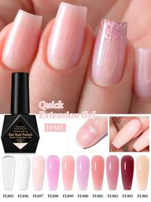 FOUR LILY 4 pièces Gel de construction rapide LILY 10ml, vernis à ongles clair, rose nude, renforçateur d'extension pour nail art