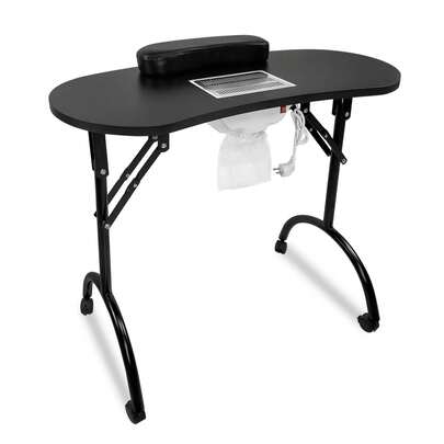 YUENFONG Maniküretisch Faltbar Nageltisch Tragbarer mit Rollen Beweglich Maniküre Tisch, mit Bringen Sie Schublade und tragbare Tasche, 98 x 44 x 77 cm Schwarz