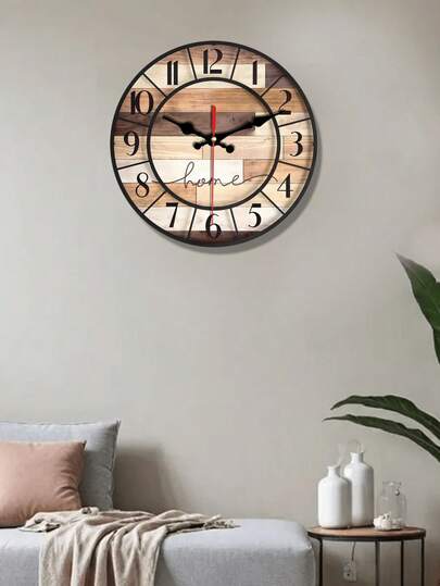 [1 Pc 10 12 Inch Wooden Clock]Silent Wand Klok Creative Interesting Great Home ation s, Battery Powered (AA Batteries Not Included) view 5