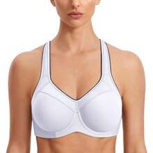 SYROKAN Women's Full Support High Impact Racerback Lightly Lined Underwire Sports Bra - White - View 1