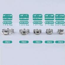 Set di fascette stringitubo in acciaio inossidabile, regolabili da 6 mm a 29 mm, fascette stringitubo in metallo a vite senza fine per tubi, auto, macchinari - set da 50 pezzi - Visualizzare 2