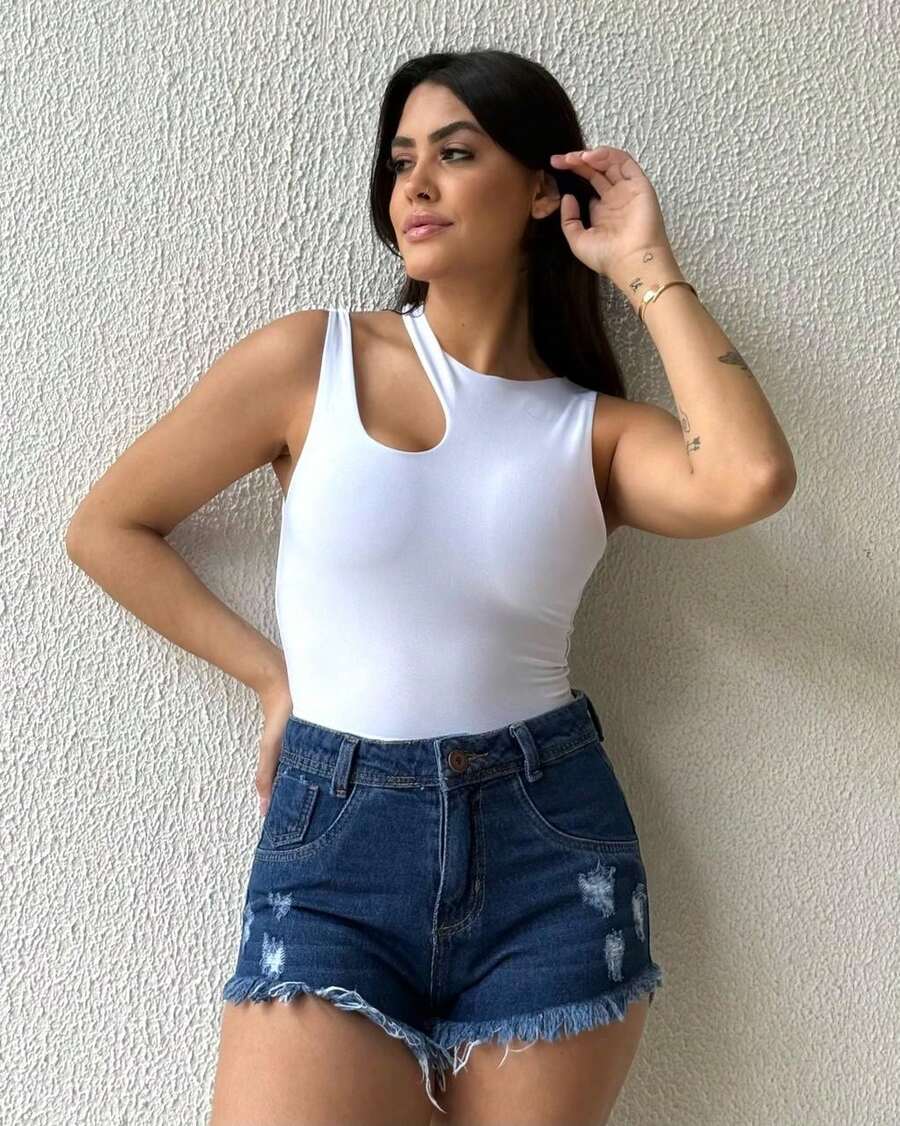 Women's Dark Denim Shorts - Rửa tối - Xem 1