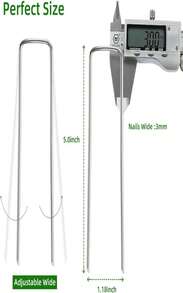 Luijnbn 30 Pack Lawn Staples, Premium Garden Landscape Staples, Galvanized Heavy-Duty Gauge Stakes, U-Shaped Tent Stakes, Anti-Rust Fence Netting Pins Ground Spikes, Sod Pins - 黑色 - 查看 3