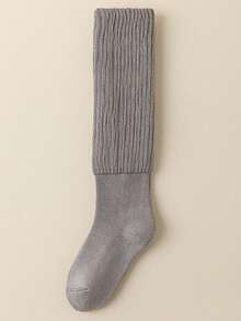 6 Pairs Women's Solid Color Socks, Casual & Versatile, Thick & Warm For Autumn/Winter, Over The Calf School Style, Cozy Socks - Multicolor - View 17