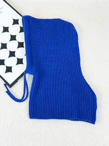 1件女士抽绳仿领拉法帽，户外滑雪保暖针织面颈防护连帽斗篷，适合冬季防寒，颜色和款式随机发货，圣诞礼物