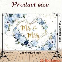 Banner phẳng 2D - Nền ren hoa hồng trắng xanh thanh lịch - Hoàn hảo cho đám cưới - 1 mặt hàng - Xem 4