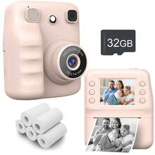 Cámara instantánea para niños y niñas de 3 a 12 años, cámara digital profesional con zoom digital 16X, pantalla IPS de 2.4'', recargable, 1080P HD, con 1 papel de impresión instantánea, juguete ideal para fotografía, regalo de Navidad y cumpleaños para niños y adolescentes de 3 a 16 años, color rosa