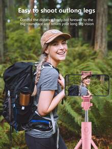 Selfie Stick With Multifunctional Tripod & Phone Holder, Extended Remote Control Live Broadcast Tripod For General Photography, Travel & Selfie, Blue Compatible With IPhone Android Phone Mobile Phone Suitable For Live Streaming, Vlog,Family Gatherings, Christmas Party Shooting,For Handheld Selfie, Outdoor Activities, Interviews For Summer Vacation, Travel, Outdoor Activities, Live Streaming Tripod Stand - Pink - View 4