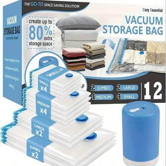 4개/7개 업그레이드된 두꺼운 소재 진공 압축 백, 다중 크기, 옷, 침구, 의류 보관 진공 포장 백을 위한 슈퍼 공간 절약, 휴대용 수동 에어 펌프 포함, 옷장 압축 보관, 옷 진공 백, 진공 밀봉 백, 여행 압축 백, 여행 진공 백, 진공 밀봉 백, 옷 보관용 백