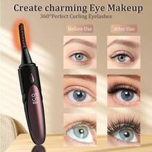 GSYY Heated Eyelash Curlers For Daily Makeup Applican - Fast Heat-Up Within 10 Seconds Electric Eyelash Curler With 4 Adustable Heating Modes Rechargeable Design LED Dilay Screen Cpact And Pable Makeup Tool For Long-La Lashes Ideal For Travel And He Use Black - 黑色 - 查看 3