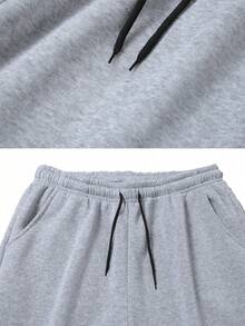 男士休闲弹力腰带保暖内衬慢跑裤，秋冬季保暖 - 淺灰色 - 查看 5