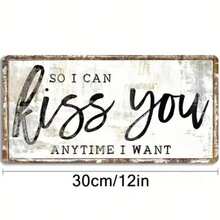 1 pieza, Letrero de aniversario vintage, Letrero de madera, Decoración del dormitorio principal, Regalo de aniversario para parejas, (Para que pueda besarte) Letrero de madera, 30x15CM, Decoración de pared, Decoración del hogar, Decoración del dormitorio, Decoración de la habitación, Decoración de granja - A - Ver 3