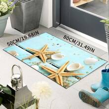 1pc Ocean Coastal Starfish Seashell Bathroom Rug, Non-Slip Washable Standing Mat, Fun Laundry Room Rug, Funny Shower Mat, Home Decor, Bathroom Rug, Bathroom Carpet