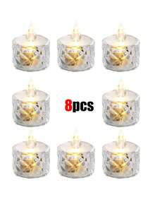 24 件 LED 电子蜡烛灯、无焰水晶蜡烛、无焰钻石形蜡烛、蜡烛灯、带电池、迷你玫瑰图案折射光环投影茶灯、电池供电的 LED 无焰蜡烛灯、适用于情人节圣诞节婚礼派对家居装饰 200+ 小时电池供电的 LED 茶灯、暖白色、适用于婚礼、餐桌、万圣节、情人节婚礼装饰星星/月亮/灯笼 12-8-7-6-5-4-3-2-1 件母亲节