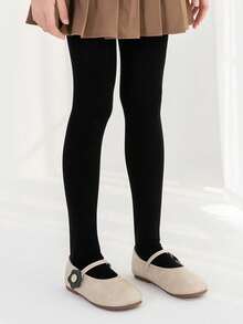 1件装超弹力天鹅绒全长紧身裤，儿童舞蹈服，多季节适用 - 黑色 - 查看 7